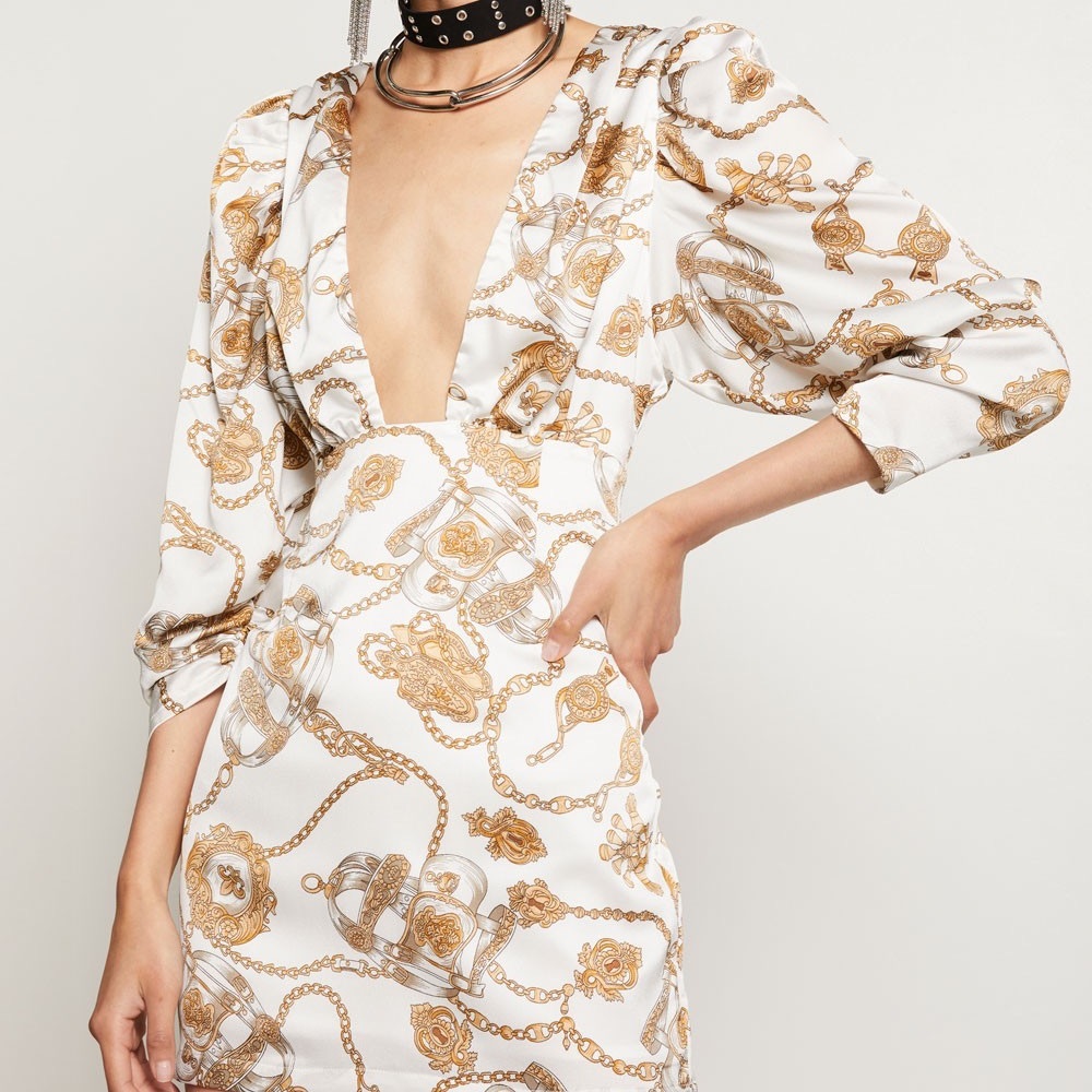 Winter Muse Nixie Dress in white chain